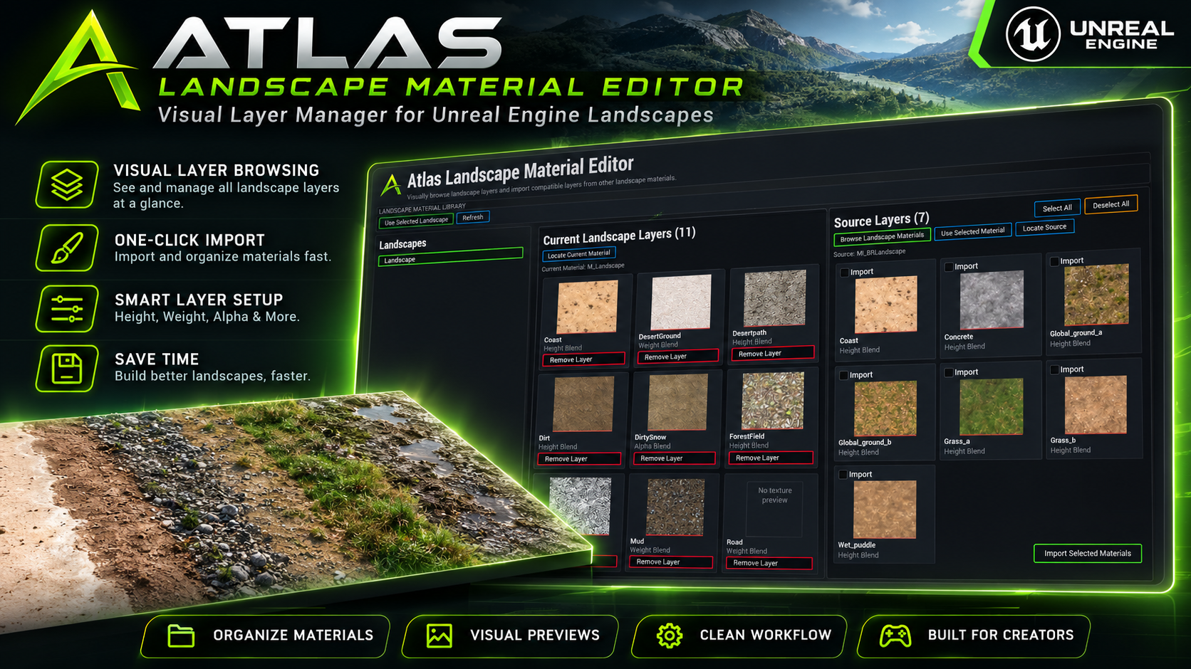 Atlas Landscape Material Editor